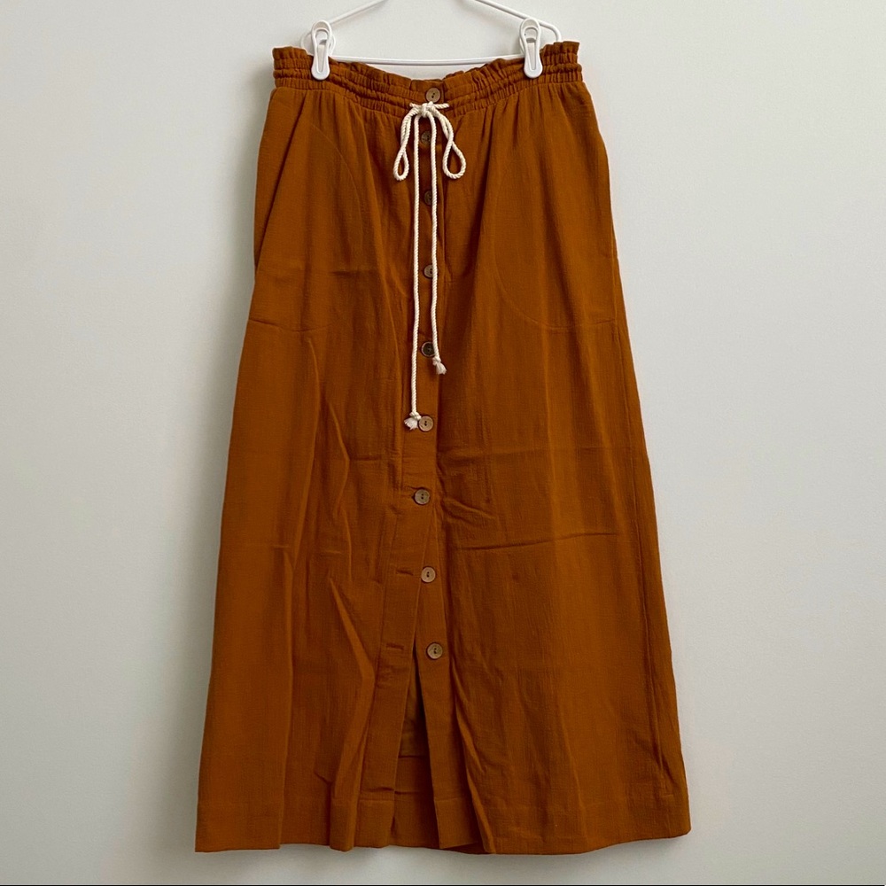 Free People Linen Button Front Maxi